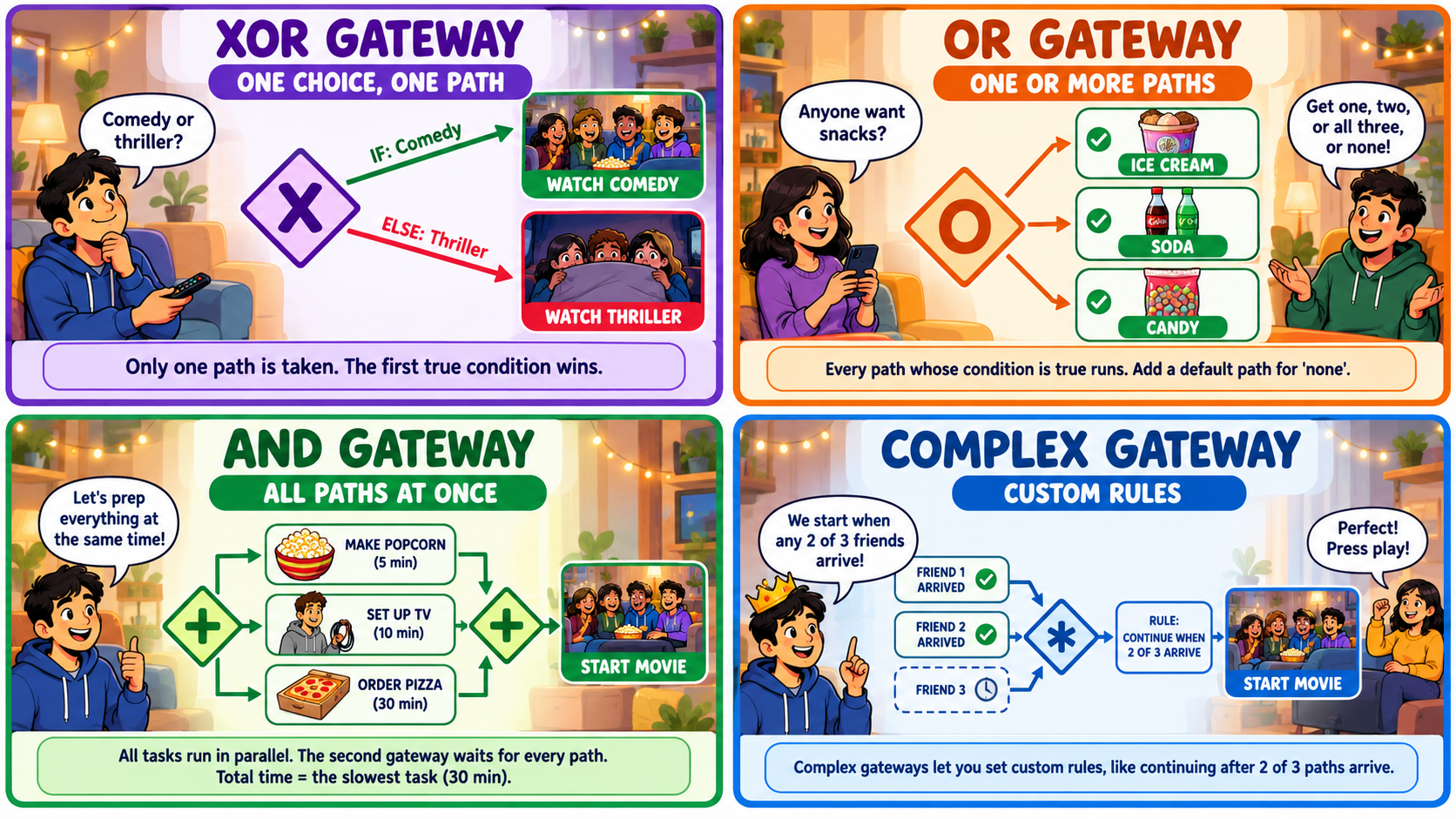 What are the gateways in Appian explain with examples?